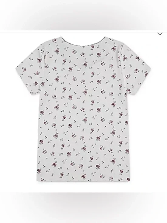Levi’s Girls Floral V-Neck Short Sleeve Tee - White with Burgundy Floral Size L - Picture 2 of 6